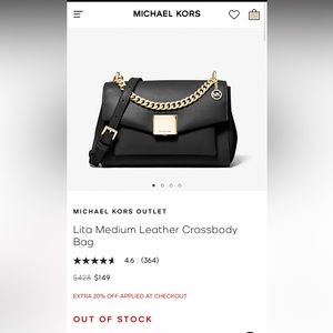 NWT Michael Kors Lita Leather Cross Body Bag in Black